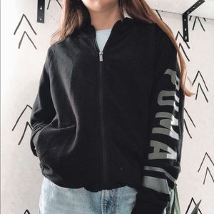 SOLD Puma Zip up Hoodie Black with Gray lettering